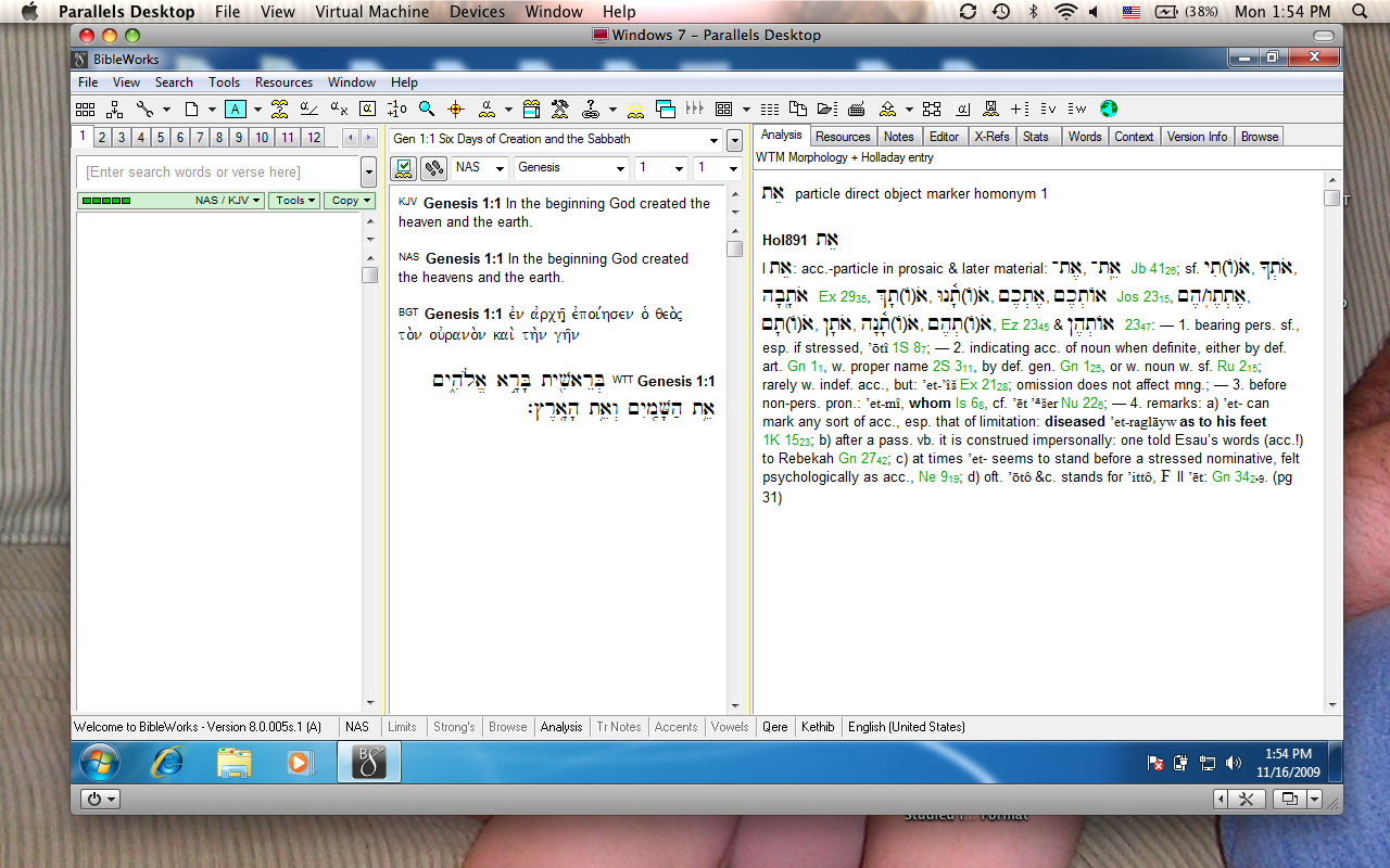 BibleWorks 8 as a Window on My Mac